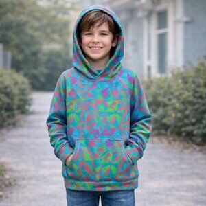 Burton Size M Pink and Green Fleece Hoodie